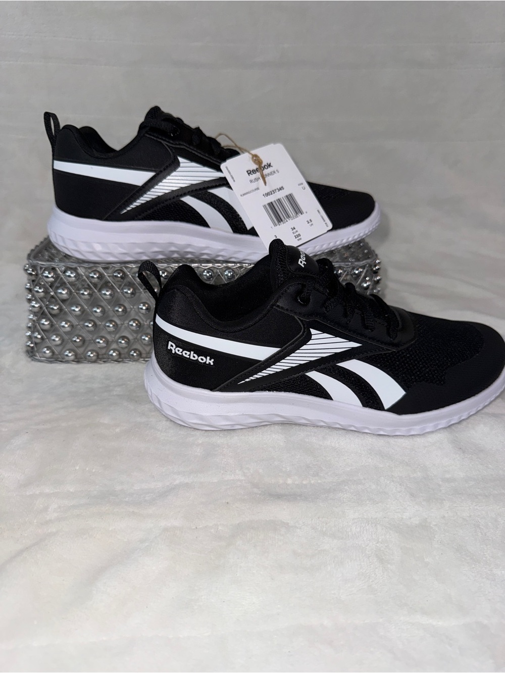 Reebok Rush Runner 5 Black White Kids Youth 3 Women’s 4.5 100237345 NWT - Picture 1 of 14